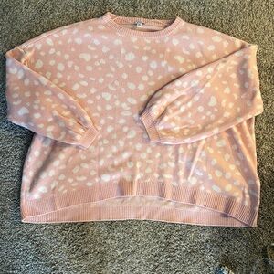 crown & ivy Pink Crew Neck Spotted Sweater